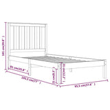 Bed Frame without Mattress White Solid Wood 90x190 cm - Rear View