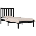 Bed Frame without Mattress Black Solid Wood 90x190 cm