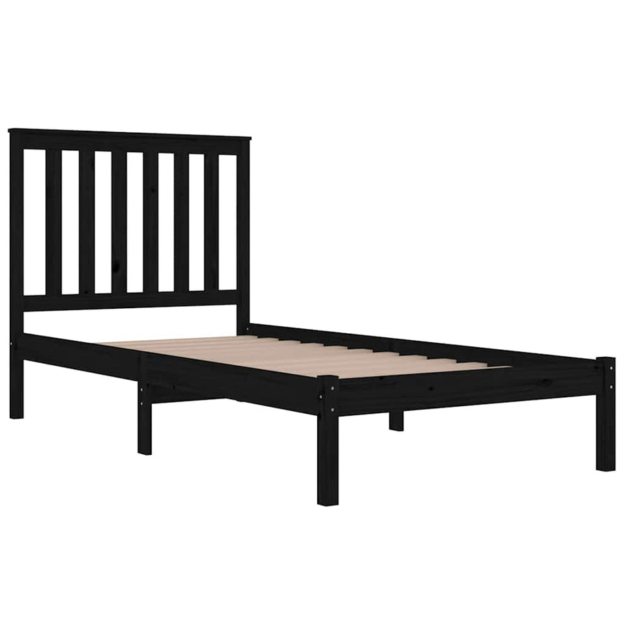 Bed Frame without Mattress Black Solid Wood 90x190 cm
