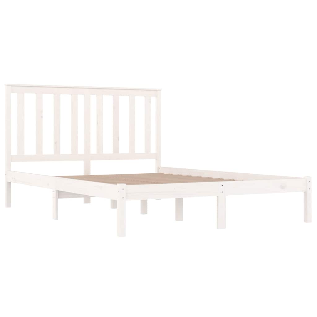 Bed Frame without Mattress White Solid Wood 135x190 cm