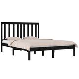 Bed Frame without Mattress Black Solid Wood 135x190 cm - Side View
