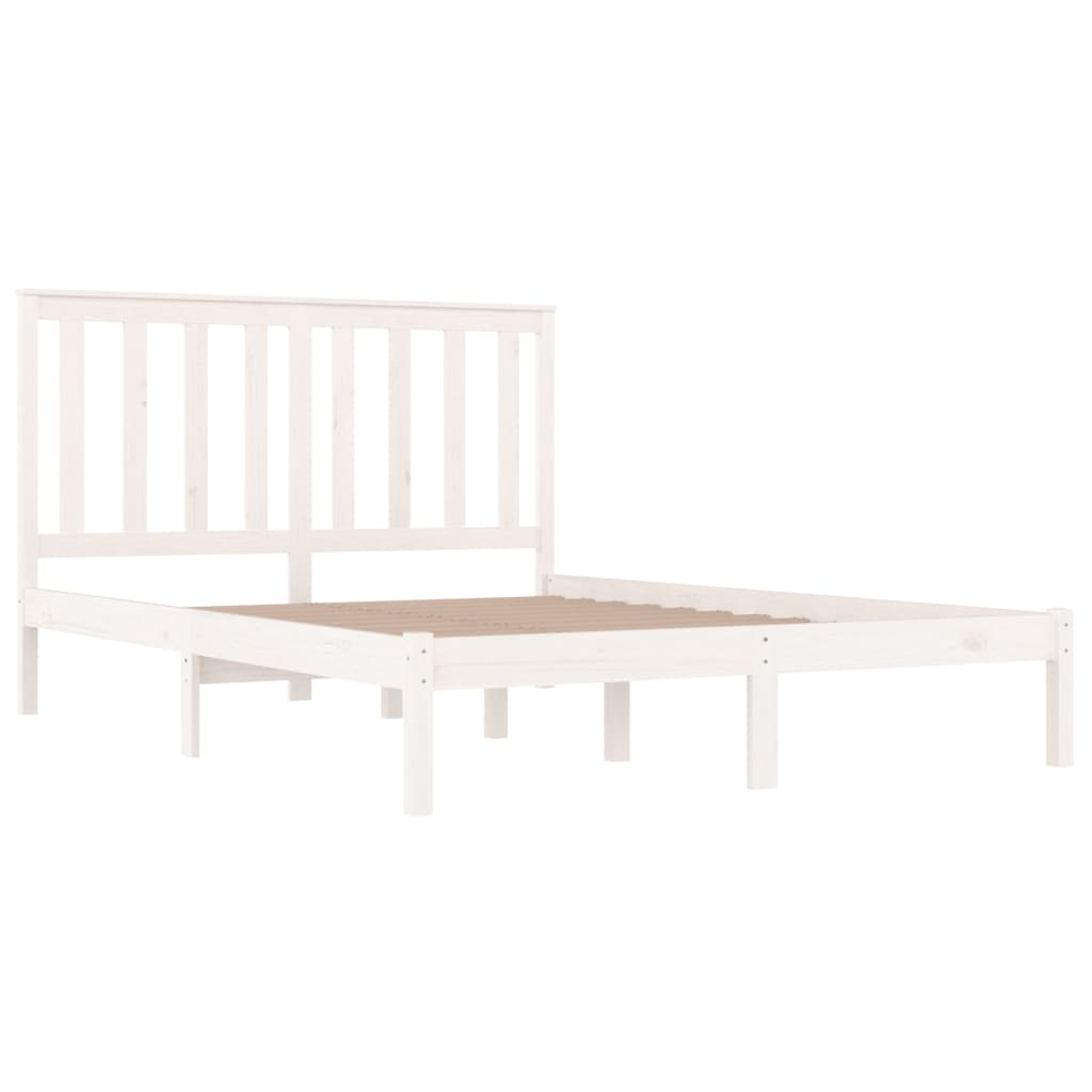 Bed Frame without Mattress White Solid Wood Pine 150x200 cm