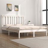 Bed Frame without Mattress White Solid Wood Pine 150x200 cm
