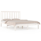 Bed Frame without Mattress White Solid Wood 183x203 cm King