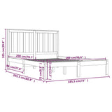Bed Frame without Mattress White Solid Wood 183x203 cm King - Rear View