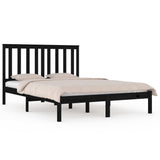 Bed Frame without Mattress Black Solid Wood 183x203 cm King - Front View