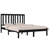 Bed Frame without Mattress Black Solid Wood 183x203 cm King