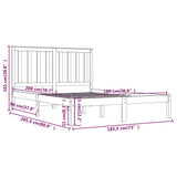 Bed Frame without Mattress Black Solid Wood 183x203 cm King
