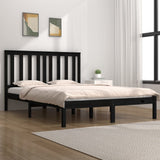 Bed Frame without Mattress Black Solid Wood 183x203 cm King
