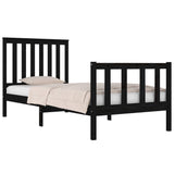 Bed Frame without Mattress Black Solid Wood 90x190 cm - Side View