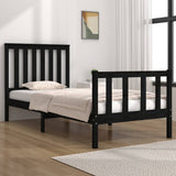 Bed Frame without Mattress Black Solid Wood 90x190 cm