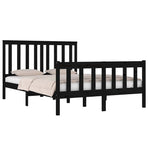 Bed Frame without Mattress Black Solid Wood 135x190 cm