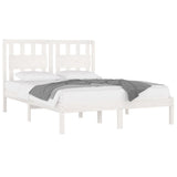 Bed Frame without Mattress White Solid Wood 135x190 cm