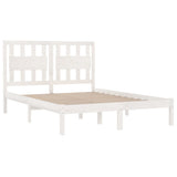 Bed Frame without Mattress White Solid Wood 135x190 cm - Top-Down View
