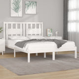 Bed Frame without Mattress White Solid Wood 135x190 cm