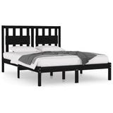 Bed Frame without Mattress Black Solid Wood 135x190 cm