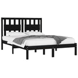 Bed Frame without Mattress Black Solid Wood 135x190 cm