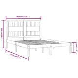 Bed Frame without Mattress Black Solid Wood 135x190 cm - Rear View