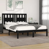 Bed Frame without Mattress Black Solid Wood 135x190 cm