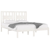 Bed Frame without Mattress White Solid Wood Pine 150x200 cm - Side View