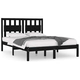Bed Frame without Mattress Black Solid Wood Pine 150x200 cm