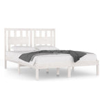 Bed Frame without Mattress White Solid Wood 183x203 cm King