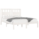 Bed Frame without Mattress White Solid Wood 183x203 cm King - Side View