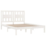 Bed Frame without Mattress White Solid Wood 183x203 cm King