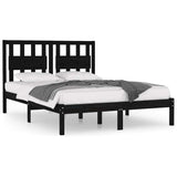 Bed Frame without Mattress Black Solid Wood 183x203 cm King
