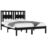 Bed Frame without Mattress Black Solid Wood 183x203 cm King