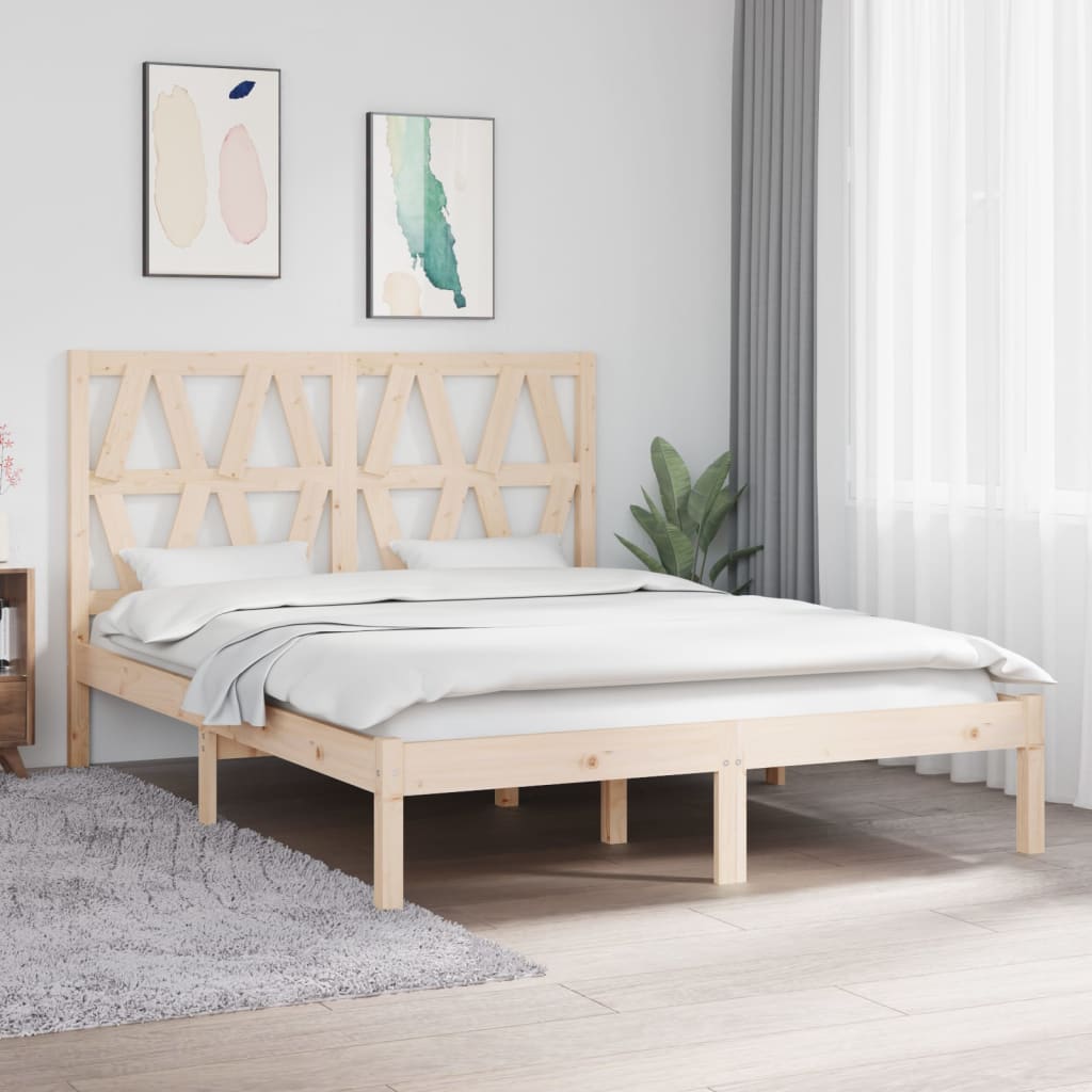 Bed Frame without Mattress Solid Wood 135x190 cm