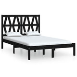 Bed Frame without Mattress Black Solid Wood Pine 150x200 cm - Front View
