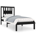 Bed Frame without Mattress Black Solid Wood 90x190 cm - Front View
