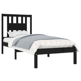 Bed Frame without Mattress Black Solid Wood 90x190 cm