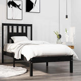 Bed Frame without Mattress Black Solid Wood 90x190 cm