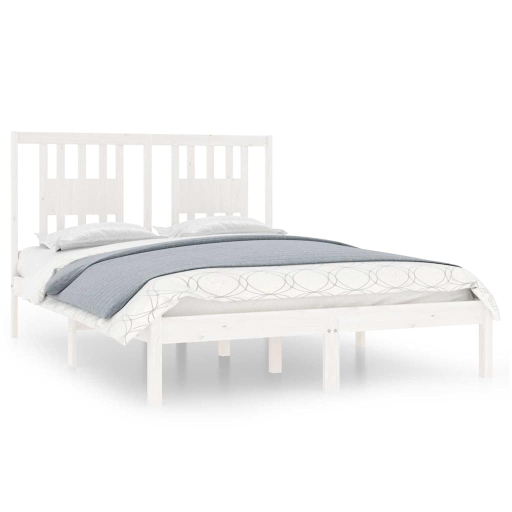 Bed Frame without Mattress White Solid Wood 135x190 cm