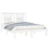 Bed Frame without Mattress White Solid Wood 135x190 cm