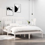 Bed Frame without Mattress White Solid Wood 135x190 cm