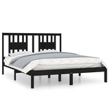 Bed Frame without Mattress Black Solid Wood 150x200 cm