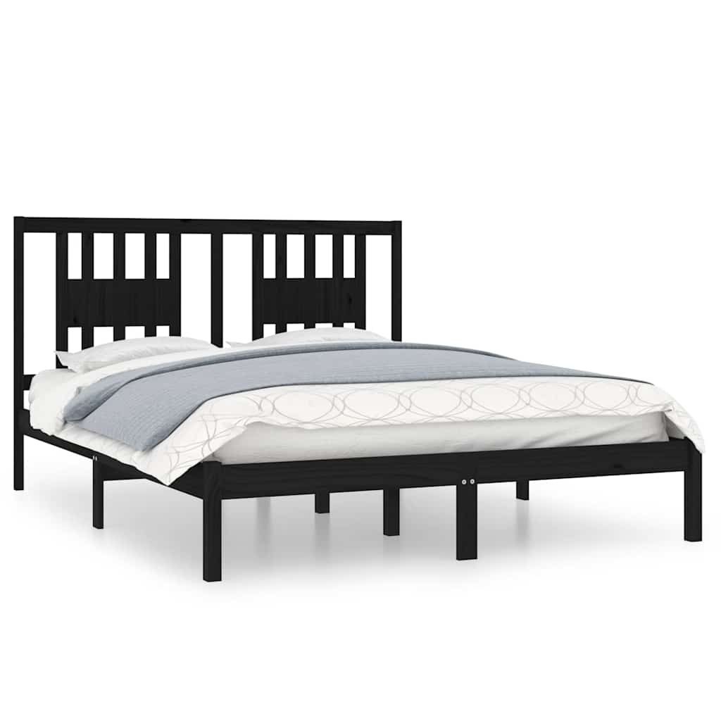 Bed Frame without Mattress Black Solid Wood 150x200 cm