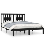 Bed Frame without Mattress Black Solid Wood 150x200 cm - Side View