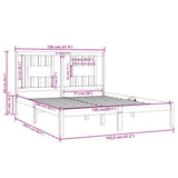 Bed Frame without Mattress Black Solid Wood 150x200 cm - Rear View