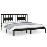 Bed Frame without Mattress Black Solid Wood 183x203 cm King