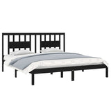 Bed Frame without Mattress Black Solid Wood 183x203 cm King - Side View