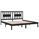 Bed Frame without Mattress Black Solid Wood 183x203 cm King