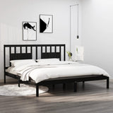 Bed Frame without Mattress Black Solid Wood 183x203 cm King