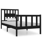Bed Frame without Mattress Black 90x190 cm Solid Wood - Front View