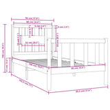 Bed Frame without Mattress Black 90x190 cm Solid Wood