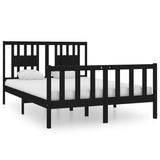 Bed Frame without Mattress Black 135x190 cm Solid Wood - Front View