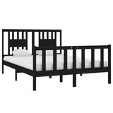 Bed Frame without Mattress Black 135x190 cm Solid Wood - Side View